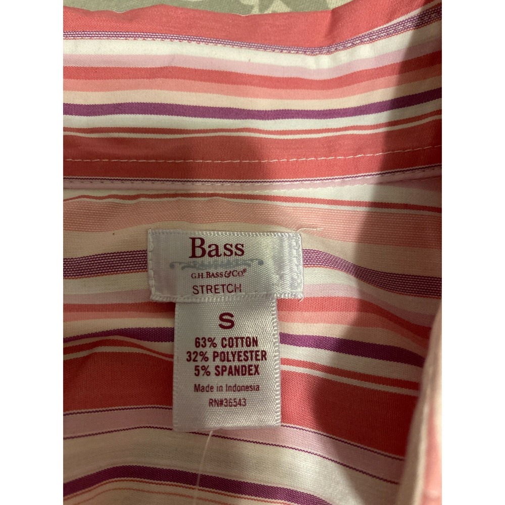 GH Bass & Co. Women's Shirt Small Stripe Button Up Stretch Lipgloss #1054 - Picture 3 of 6